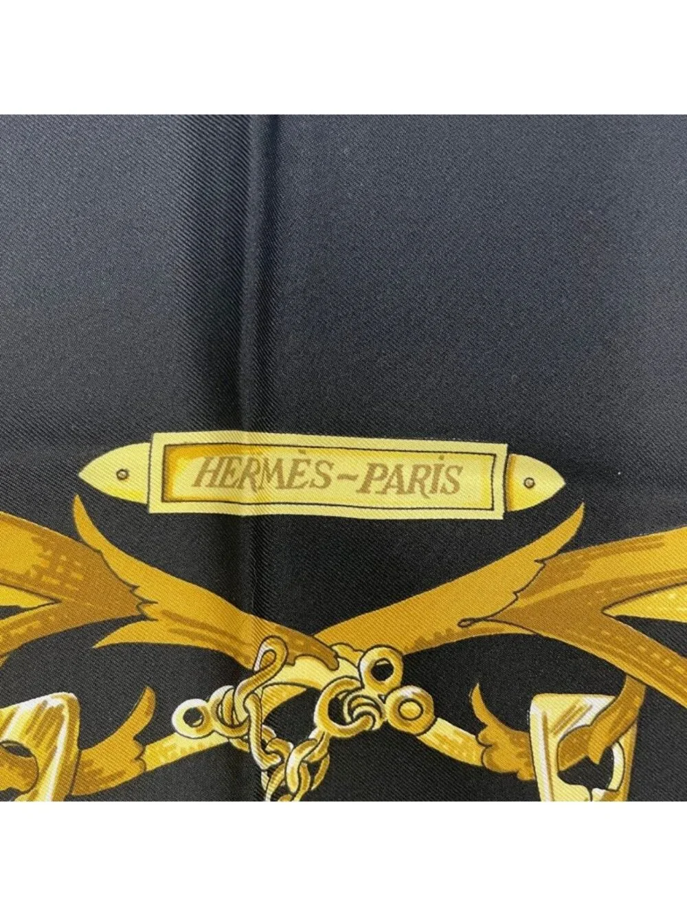 Hermes Scarf Silk Carre 90 Lemors a la Conetable Elegance Black Gold - Picture 7 of 8
